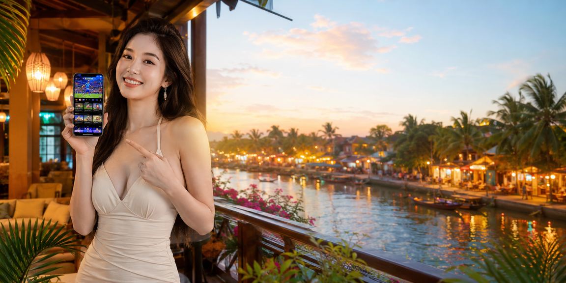 Người dùng tại Hội An đăng nhập casino mobile trong không gian cà phê